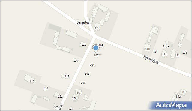 Żelków, Różana, 166, mapa Żelków