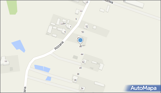 Żelków, Różana, 46, mapa Żelków