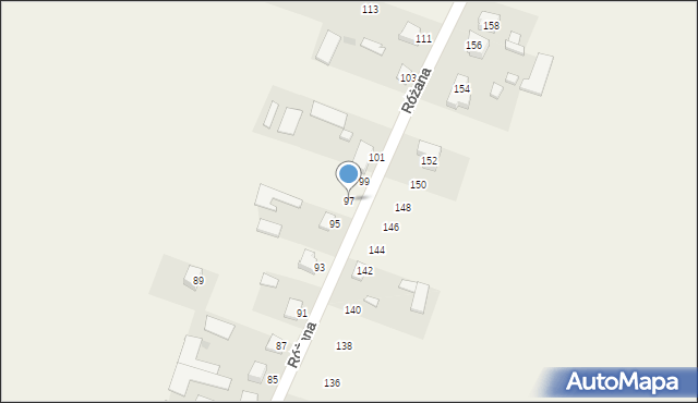 Żelków, Różana, 97, mapa Żelków