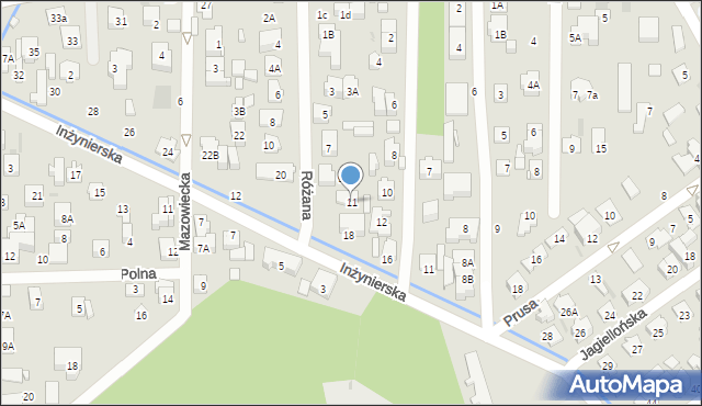 Zielonka, Różana, 11, mapa Zielonka