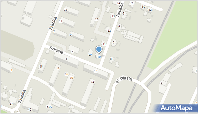 Złotów, Robaka Michała, plut., 10, mapa Złotów