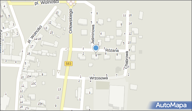 Żychlin, Różana, 4, mapa Żychlin