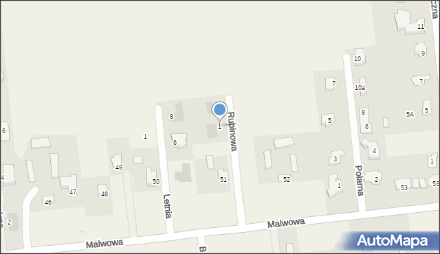 Abramowice Prywatne, Rubinowa, 1, mapa Abramowice Prywatne