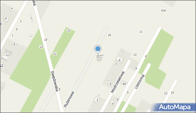 Anielin Swędowski, Rubinowa, 12, mapa Anielin Swędowski