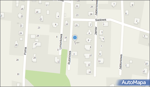 Bielkówko, Rubinowa, 1, mapa Bielkówko