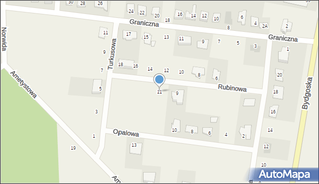 Bolechowo-Osiedle, Rubinowa, 11, mapa Bolechowo-Osiedle