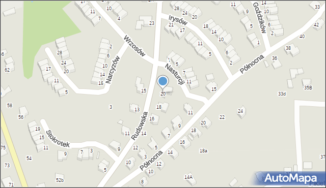 Cieszyn, Rudowska, 20, mapa Cieszyna