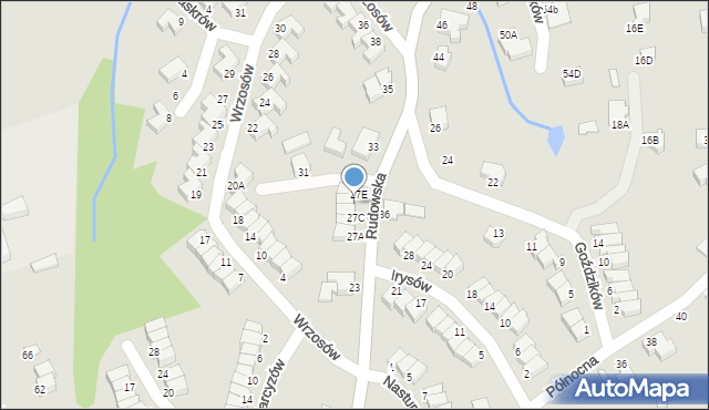 Cieszyn, Rudowska, 27D, mapa Cieszyna