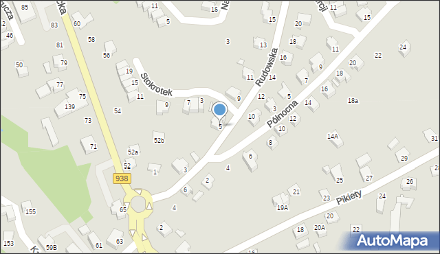 Cieszyn, Rudowska, 5, mapa Cieszyna