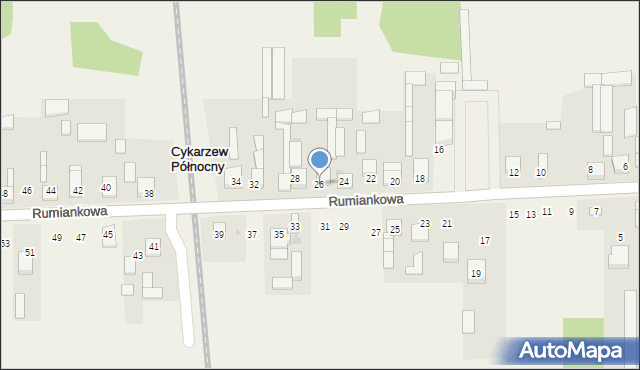 Cykarzew Północny, Rumiankowa, 26, mapa Cykarzew Północny