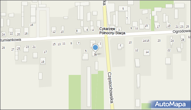 Cykarzew Północny, Rumiankowa, 3a, mapa Cykarzew Północny