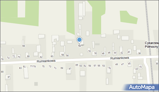 Cykarzew Północny, Rumiankowa, 54, mapa Cykarzew Północny