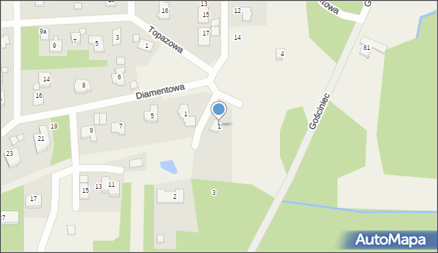 Czarnów, Rubinowa, 1, mapa Czarnów