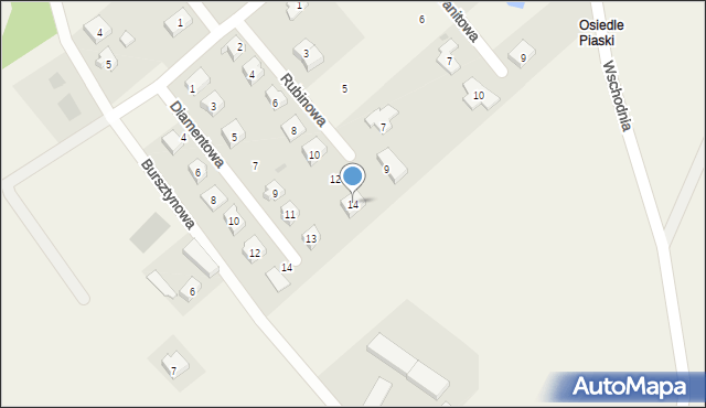 Dąbrówka, Rubinowa, 14, mapa Dąbrówka