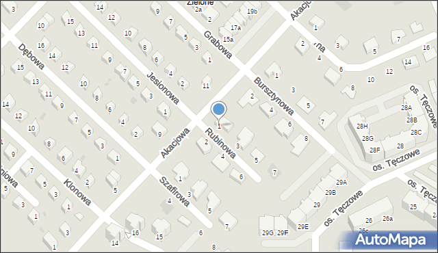 Dzierżoniów, Rubinowa, 1, mapa Dzierżoniów