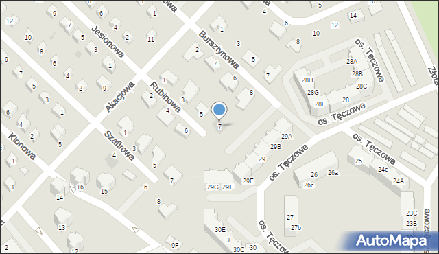 Dzierżoniów, Rubinowa, 7, mapa Dzierżoniów