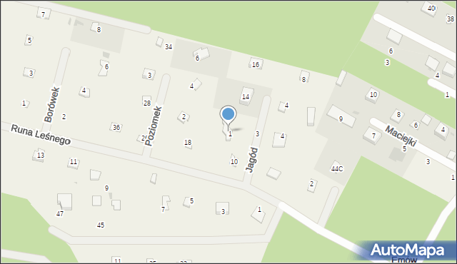 Emów, Runa Leśnego, 12, mapa Emów