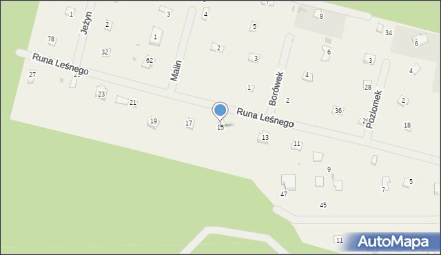 Emów, Runa Leśnego, 15, mapa Emów