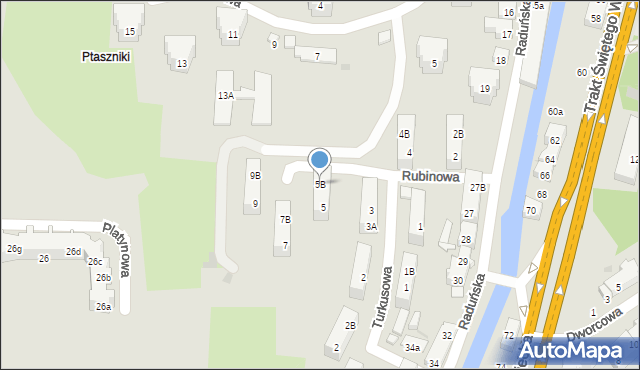 Gdańsk, Rubinowa, 5B, mapa Gdańska