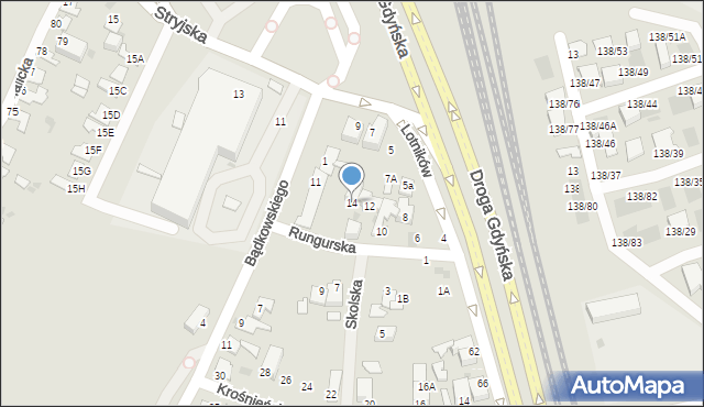 Gdynia, Rungurska, 14, mapa Gdyni