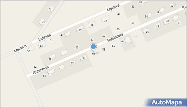 Grzędzice, Rubinowa, 55, mapa Grzędzice