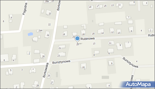 Grzybowo, Rubinowa, 15, mapa Grzybowo