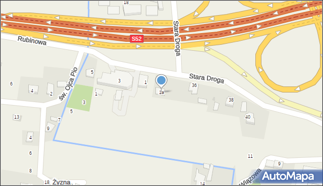 Harbutowice, Rubinowa, 1a, mapa Harbutowice