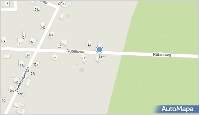 Imielin, Rubinowa, 1AA, mapa Imielin