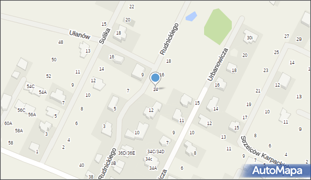 Janów, Rudnickiego Klemensa, gen., 14, mapa Janów