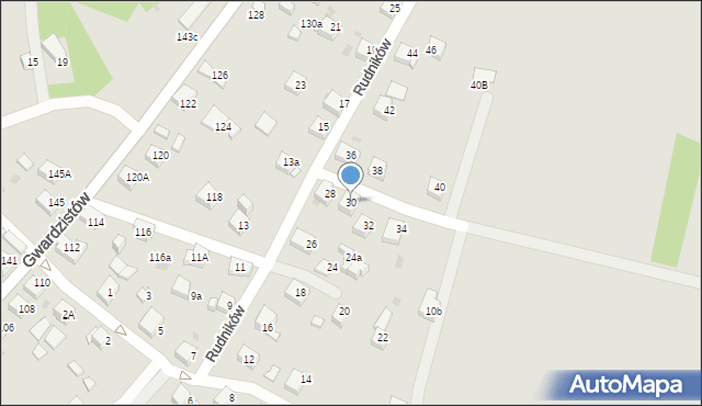 Jaworzno, Rudników, 30, mapa Jaworzno