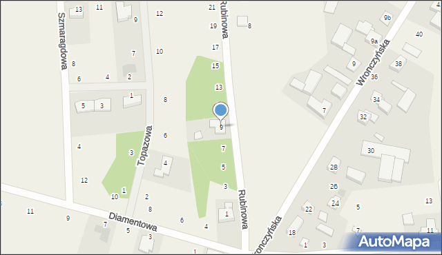 Jerzykowo, Rubinowa, 9, mapa Jerzykowo