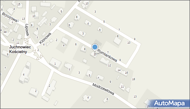 Juchnowiec Kościelny, Rumiankowa, 10, mapa Juchnowiec Kościelny