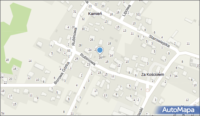 Kamień, Rubinowa, 20, mapa Kamień