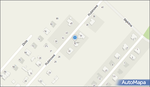 Kobylin, Rubinowa, 32, mapa Kobylin