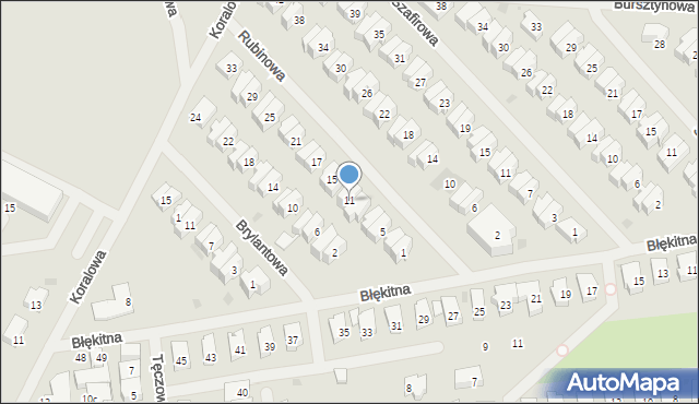 Kołobrzeg, Rubinowa, 11, mapa Kołobrzegu
