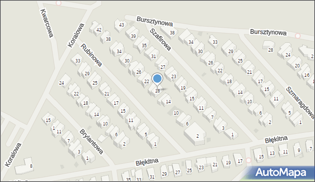Kołobrzeg, Rubinowa, 18, mapa Kołobrzegu
