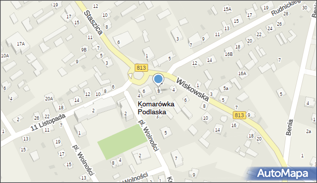 Komarówka Podlaska, Rudnickiego Jana, ks., 8, mapa Komarówka Podlaska