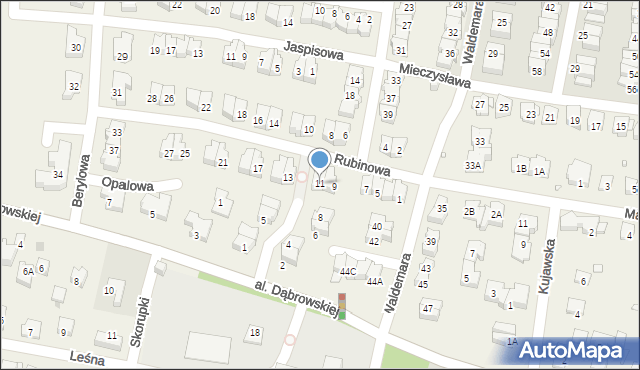 Komorów, Rubinowa, 11, mapa Komorów