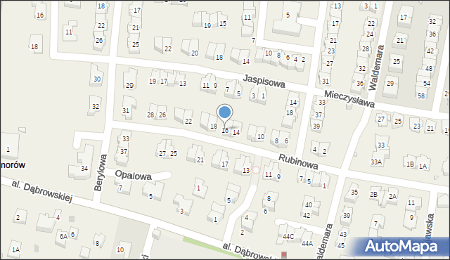 Komorów, Rubinowa, 16, mapa Komorów