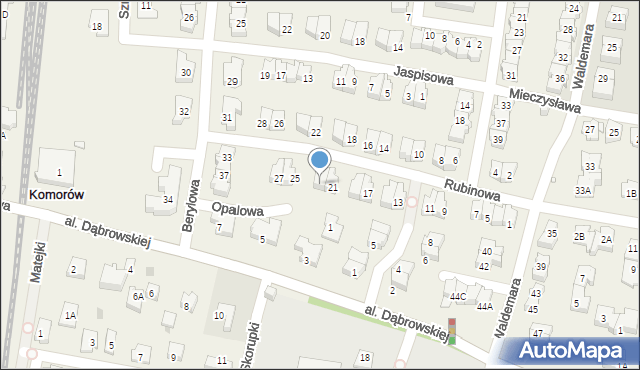 Komorów, Rubinowa, 23, mapa Komorów