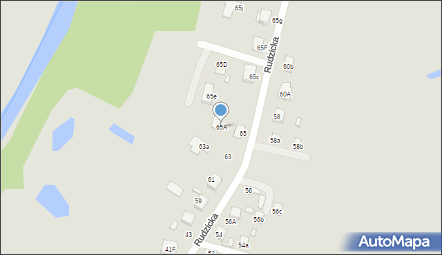 Konin, Rudzicka, 65A, mapa Konina