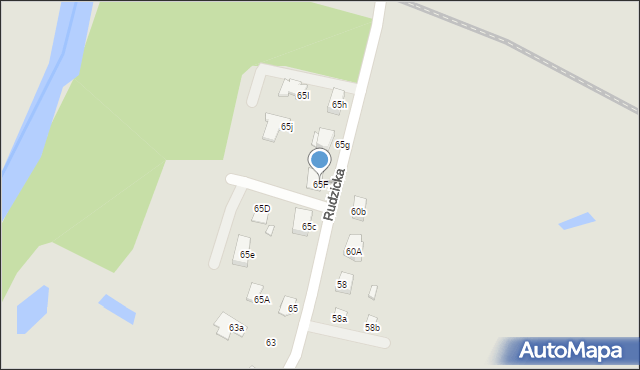 Konin, Rudzicka, 65F, mapa Konina