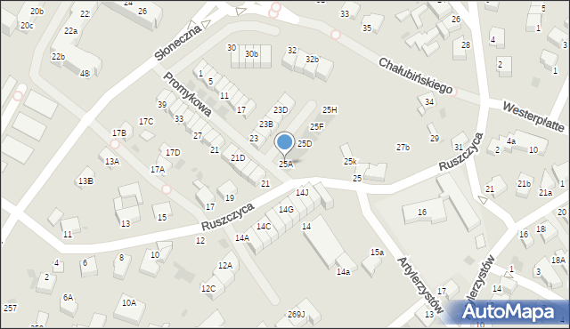 Koszalin, Ruszczyca Ferdynanda, 25A, mapa Koszalina