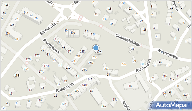 Koszalin, Ruszczyca Ferdynanda, 25G, mapa Koszalina