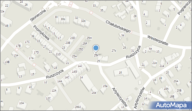 Koszalin, Ruszczyca Ferdynanda, 25k, mapa Koszalina