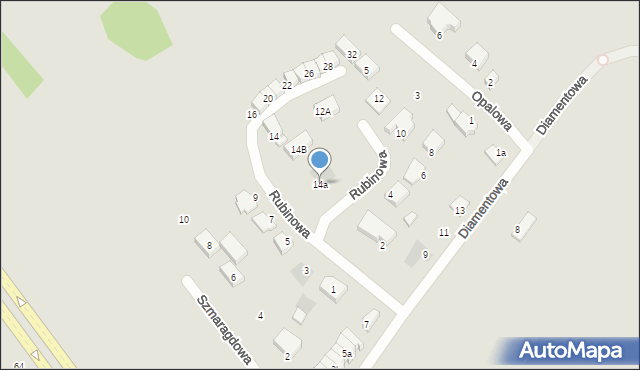 Koszalin, Rubinowa, 14a, mapa Koszalina