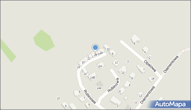 Koszalin, Rubinowa, 26, mapa Koszalina