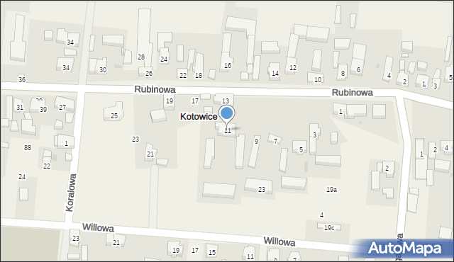 Kotowice, Rubinowa, 11, mapa Kotowice