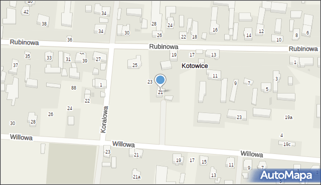 Kotowice, Rubinowa, 21, mapa Kotowice