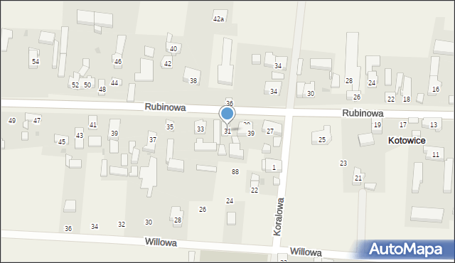 Kotowice, Rubinowa, 31, mapa Kotowice